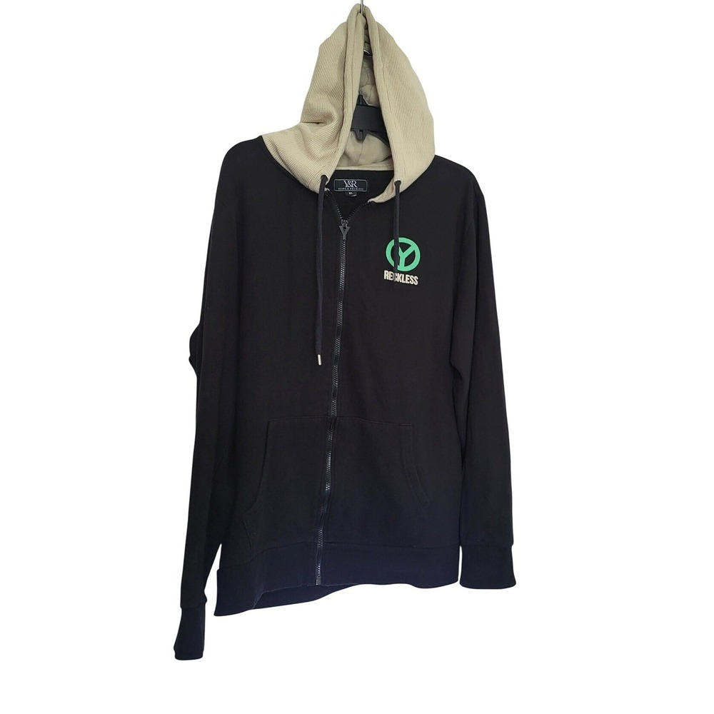 Young &‎ Reckless Black Say Less Do More Los Angeles Zip Colorblock Hoodie XL